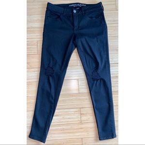 American Eagle | Women’s Distressed Black Super Stretch Denim Jeggings Size 8
